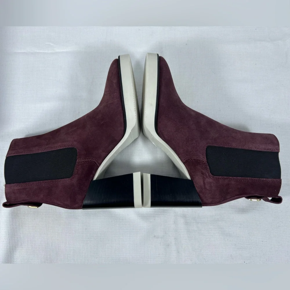 NIB Furla Greta Chelsea Boots Burgundy Suede Size 36 EU Made in Italy